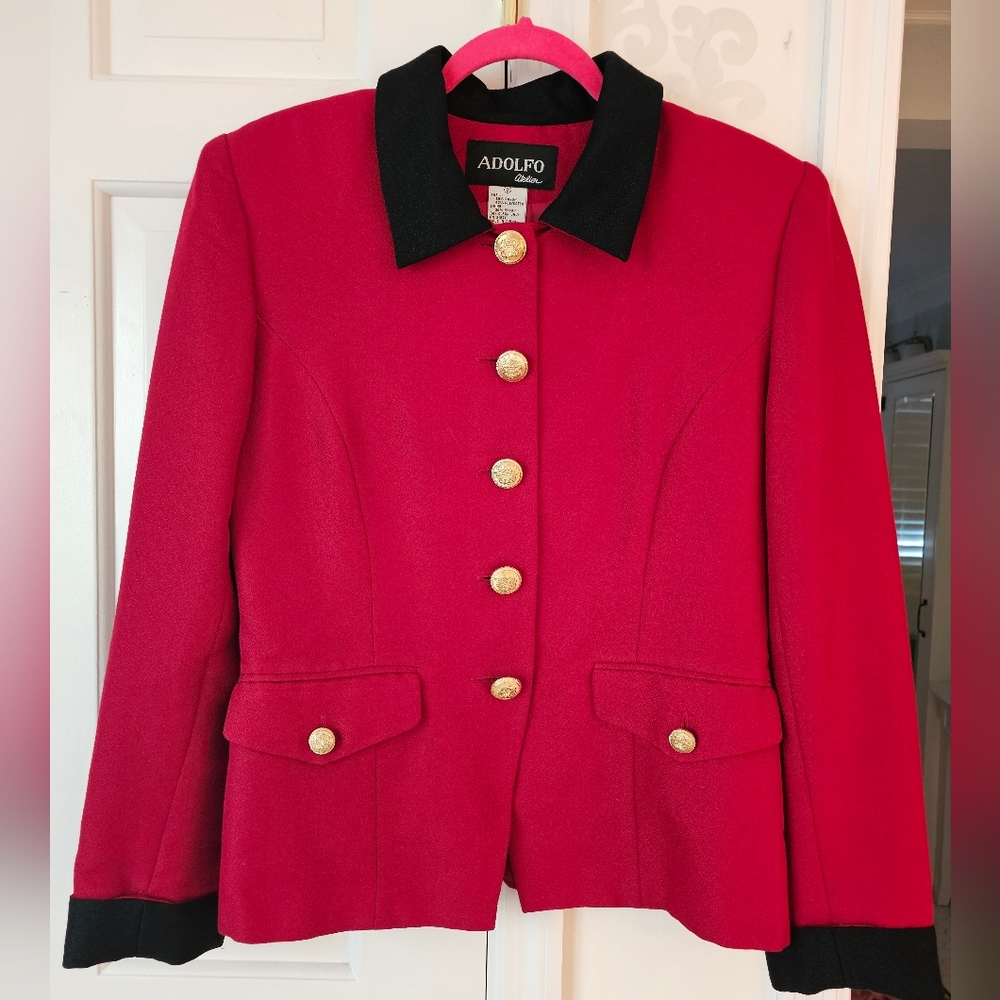 ❤️ADOLFO Red Blazer with Gold Buttons, size 8